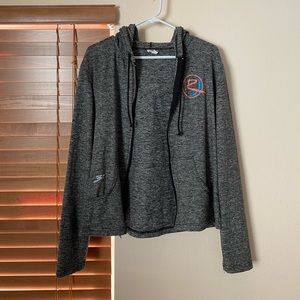 grey lightweight sports hoodie zip up